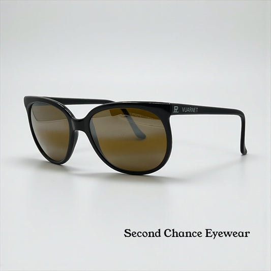 Vuarnet Pouilloux 4002 Vintage Sunglasses Black Brown Lenses-Made in France