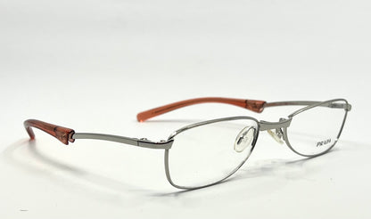 Prada Vpr 76C Vintage FOLDING Eyeglasses-Full Rim-Silver Orange Tips-Unworn-Italy