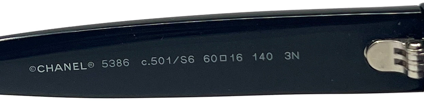 Chanel 5386 Black CC Logo Sunglasses 60-16 Italy Gradient Lens Unworn
