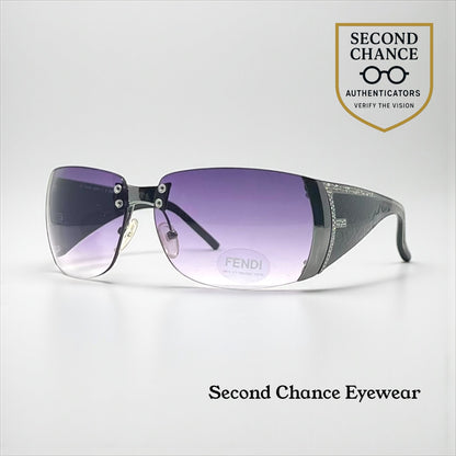 Fendi FS349R Y2K Shield Sunglasses 001 Unworn Purple Gradient Lenses-Japan