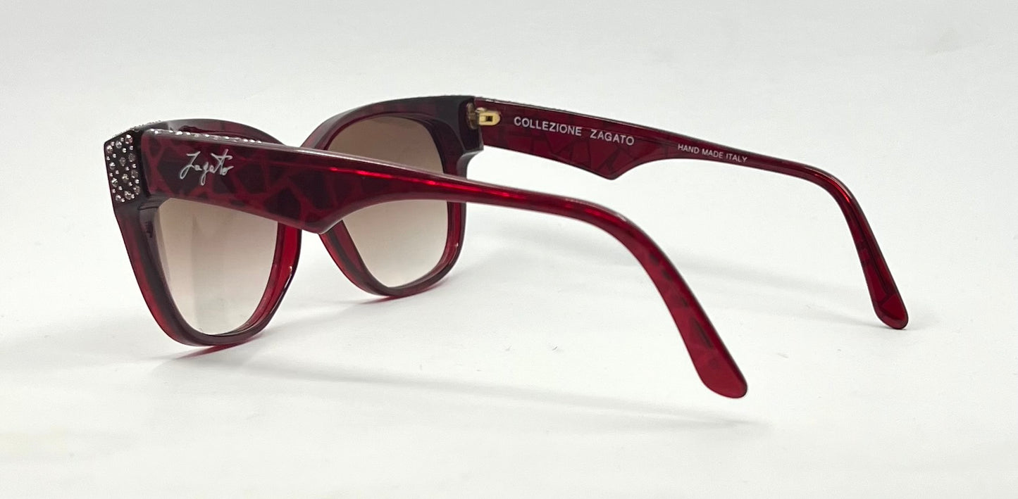 Collezione Zagato 2000/6 Red Crystal Vintage Sunglasses w/New Gradient Brown Custom Lenses