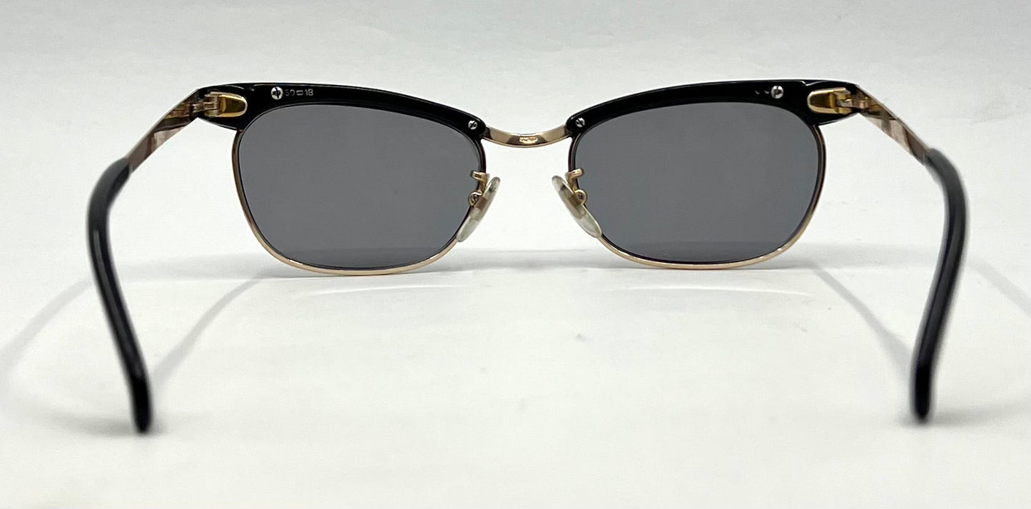 Vintage 1/5 12K Gold-Filled Half-Rim Sunglasses-New Grey Tinted Custom Lenses