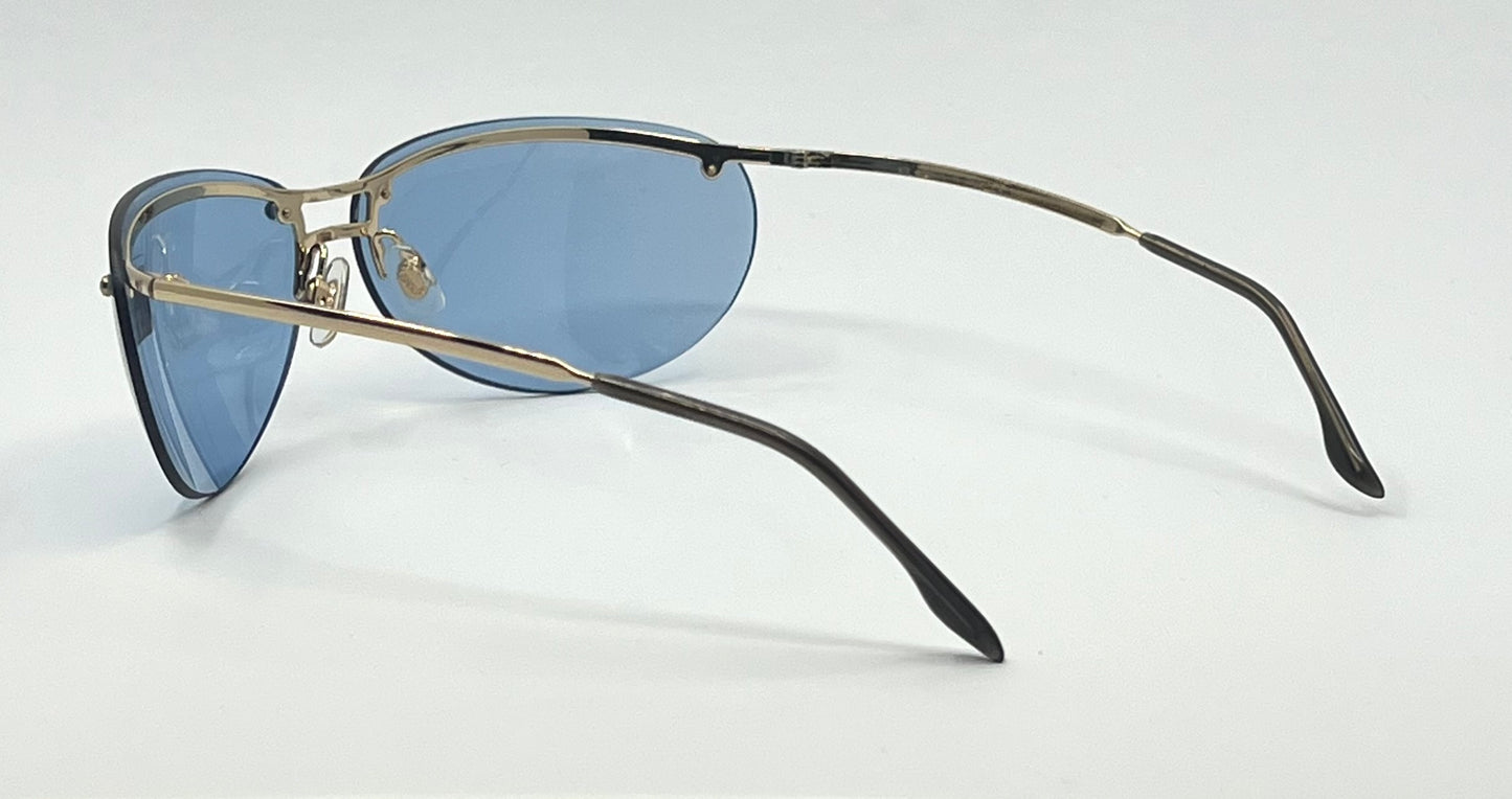 Web 3004 Y2K Vintage Sunglasses-Italy Deadstock-Blue Lenses/Semi-Rimless 68mm
