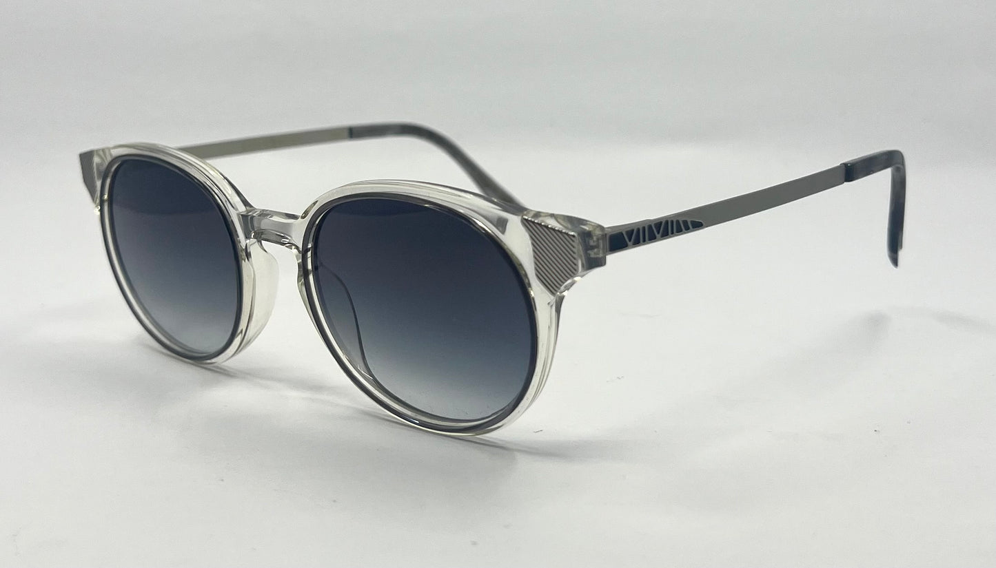 Coco and Breezy CB Inspire 103 Clear Round Sunglasses Grey Gradient Lenses 53-17