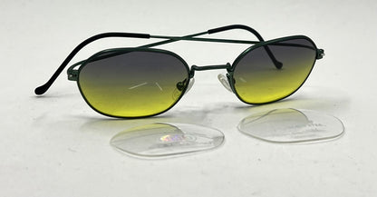 Safilo Team 7821 Vintage Green Metal Sunglasses-New Gradient Tinted Custom Lenses-Unworn-47mm