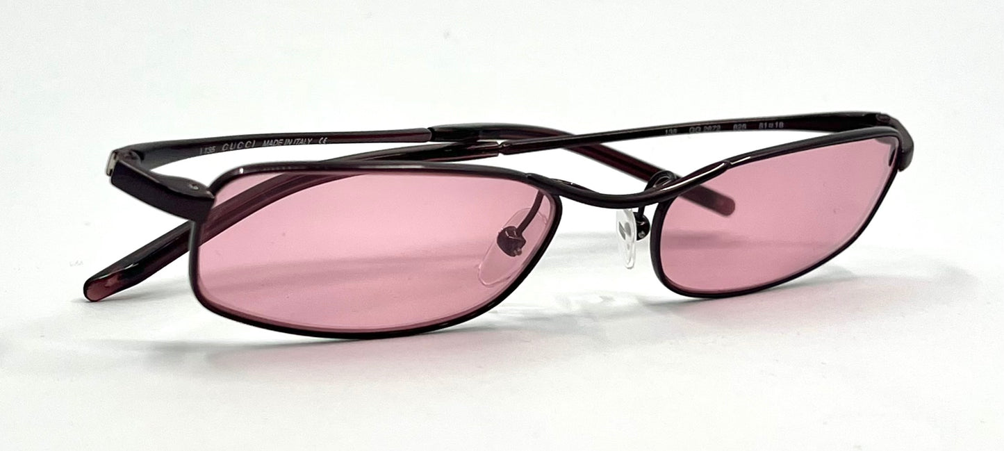 Gucci GG2672 625 Metallic Burgundy Y2K Vintage Sunglasses-New Custom Lenses