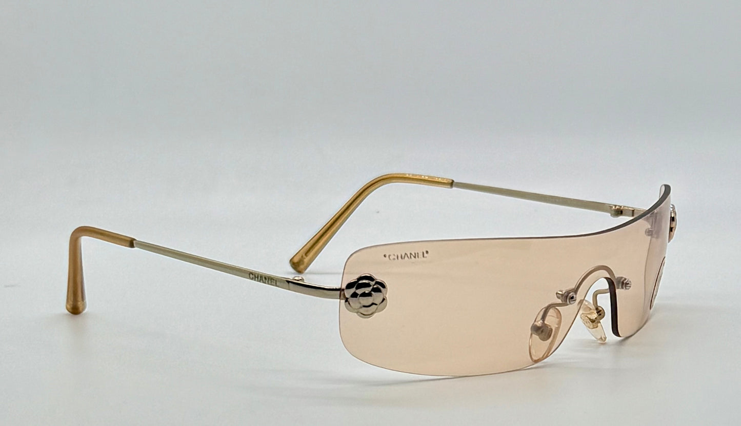 Chanel 4086 C.124|60 Silver Shield Rimless Sunglasses – Vintage Deadstock – Made In Italy