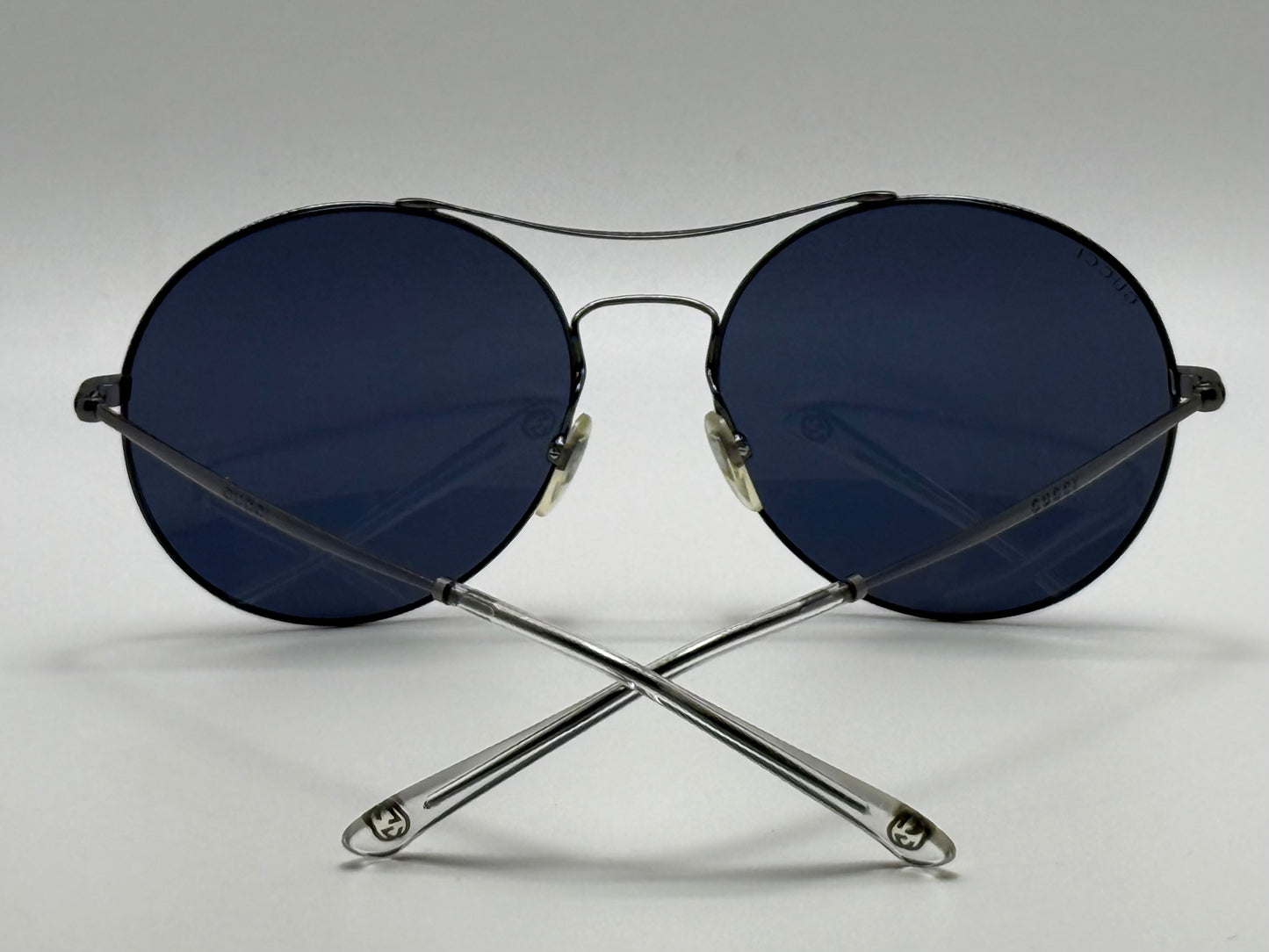 Gucci Gg 4252|S Kj14X Round Sunglasses-58Mm Matte Black-Blue Lens-Italy