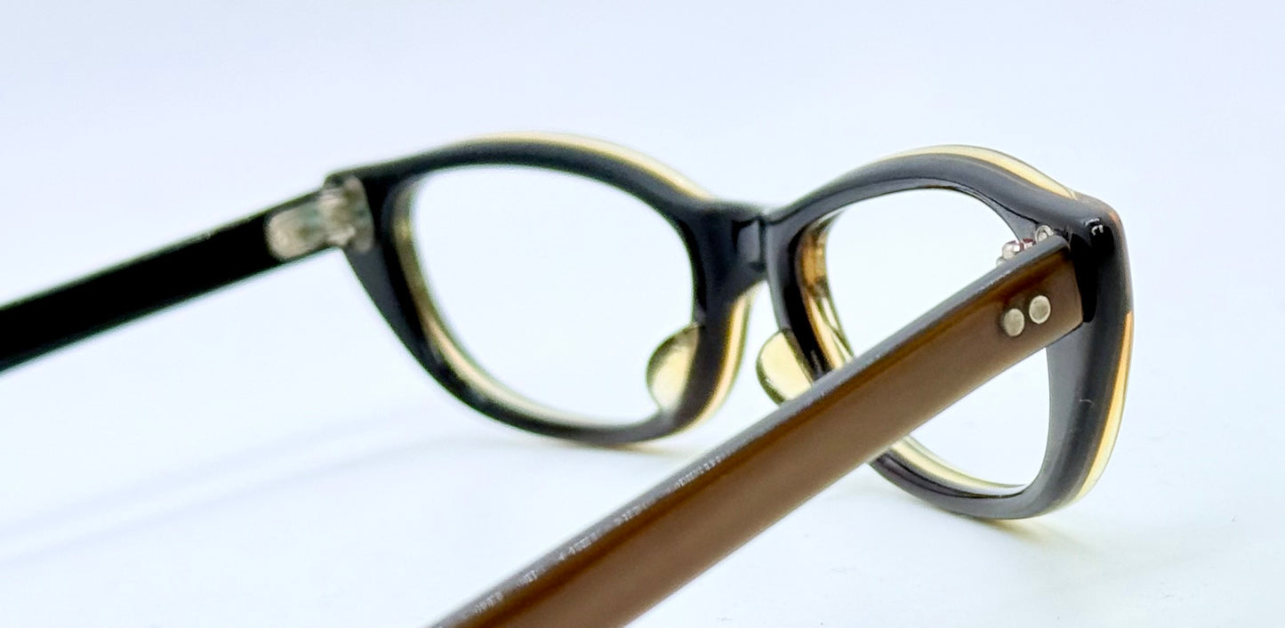 Vintage American Optical Cat-Eye Glasses-1950s|1960s Black & Brown Acetate Frame