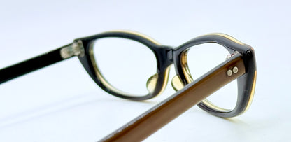 Vintage American Optical Cat-Eye Glasses-1950s|1960s Black & Brown Acetate Frame
