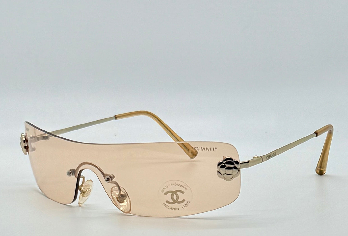 Chanel 4086 C.124|60 Silver Shield Rimless Sunglasses – Vintage Deadstock – Made In Italy