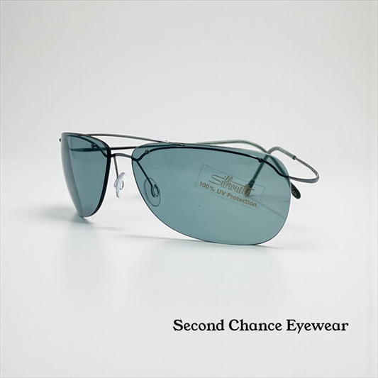 Silhouette M8577 V6043 Titanium Aviator-Teal Lenses –Y2K Vintage Deadstock