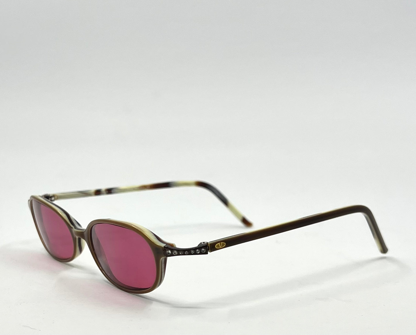 Valentino Vintage Sunglasses w|New Solid Pink Custom Tinted Lenses-Italy-Unworn
