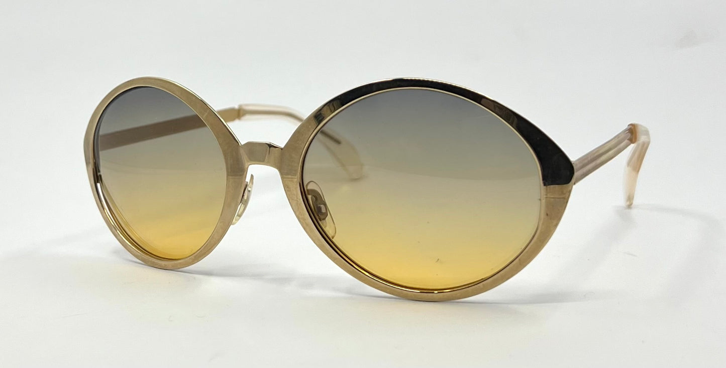 Italian Avant-Garde Round Gold Sunglasses-Vintage Deadstock w/ Second Chance Customs Gradient Lenses