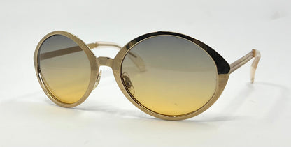 Italian Avant-Garde Round Gold Sunglasses-Vintage Deadstock w/ Second Chance Customs Gradient Lenses