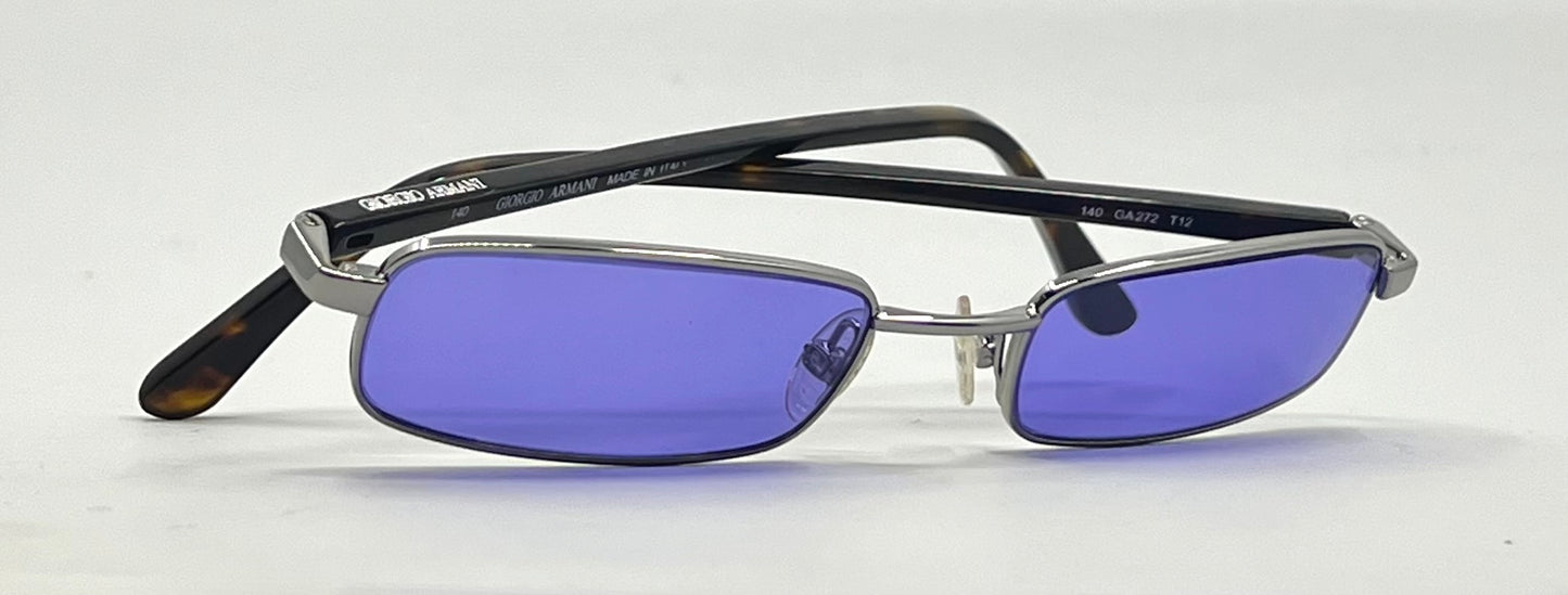 Giorgio Armani GA272-Y2K Vintage Sunglasses-New Solid Violet Blue Custom Lenses