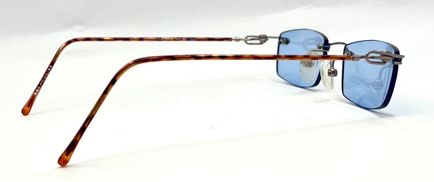 JBK 21.2 VINTAGE Rimless “Italian Design” Sunglasses – Light Blue Solid Lens-Unworn-45mm