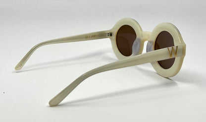 Wildfox Bel Air Oversized Round Sunglasses Ivory Acetate Brown Lens-Deadstock