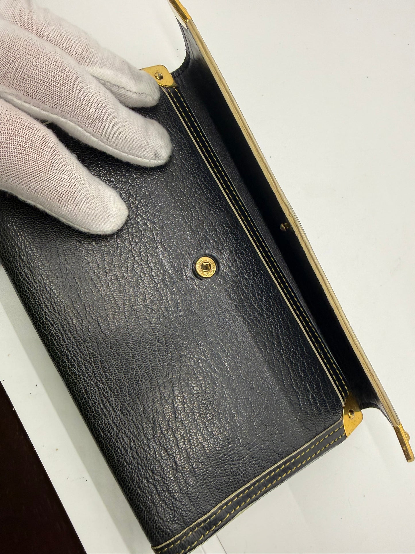 Louis Vuitton Vintage Navy Blue Leather Continental Long Wallet – France