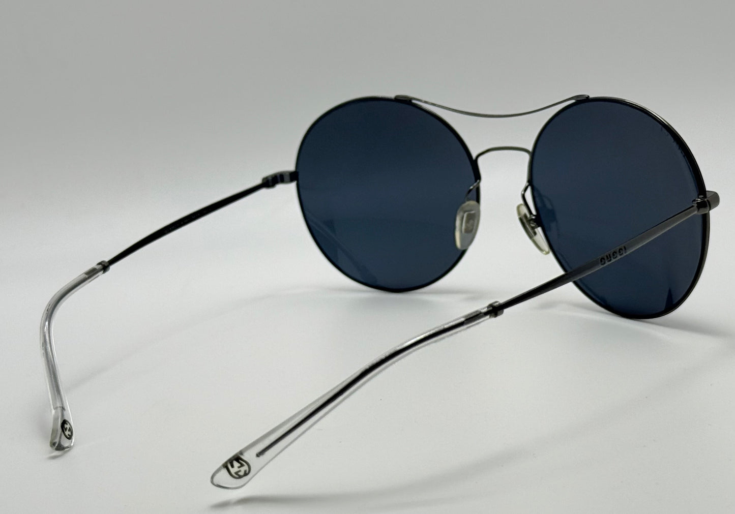 Gucci Gg 4252|S Kj14X Round Sunglasses-58Mm Matte Black-Blue Lens-Italy