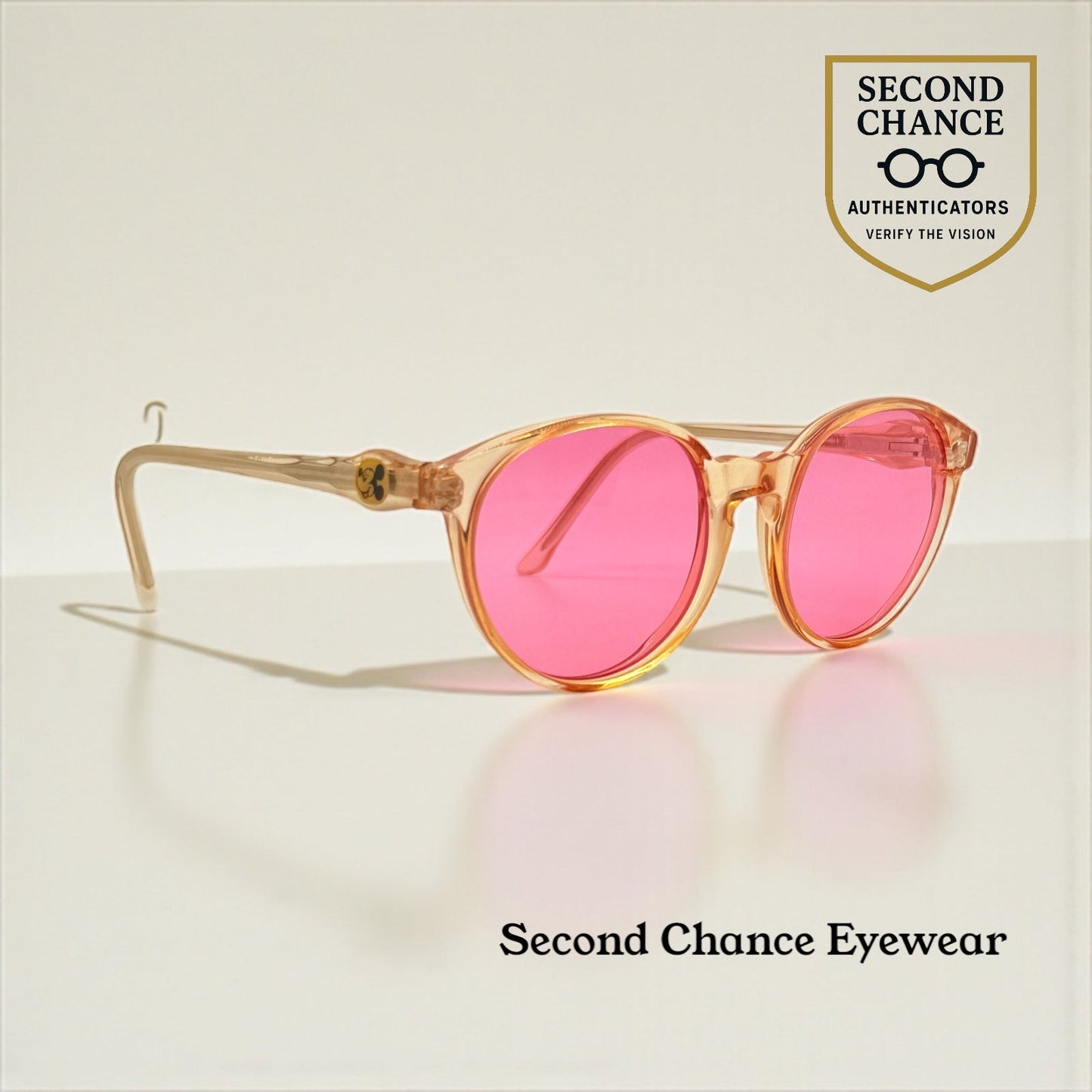 DISNEY- 80s MICKEY MOUSE SUNGLASSES-NEW SOLID PINK CUSTOM LENSES-UNWORN-FRANCE