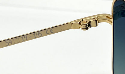 Odette Lunettes Juno M202 Gold Sunglasses-Made In France-Gradient Blue|Green Lenses-New