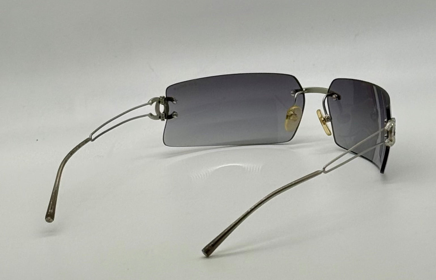 Chanel 4051-B Crystal CC Rimless Shield Sunglasses 170/76 Unworn Original Case
