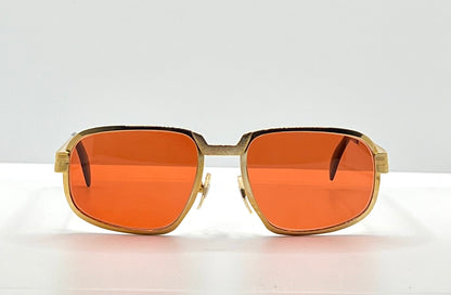 Swan Medici 50420 Vintage Sunglasses-Gold Textured Frame W|New, Custom “Tuscan Flame” Lenses-Deadstock-Italy