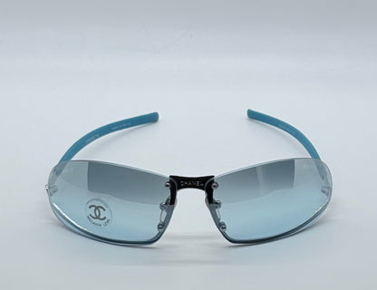 CHANEL C232-7H Rimless Shield Sunglasses Turquoise Melanin Lens-Deadstock