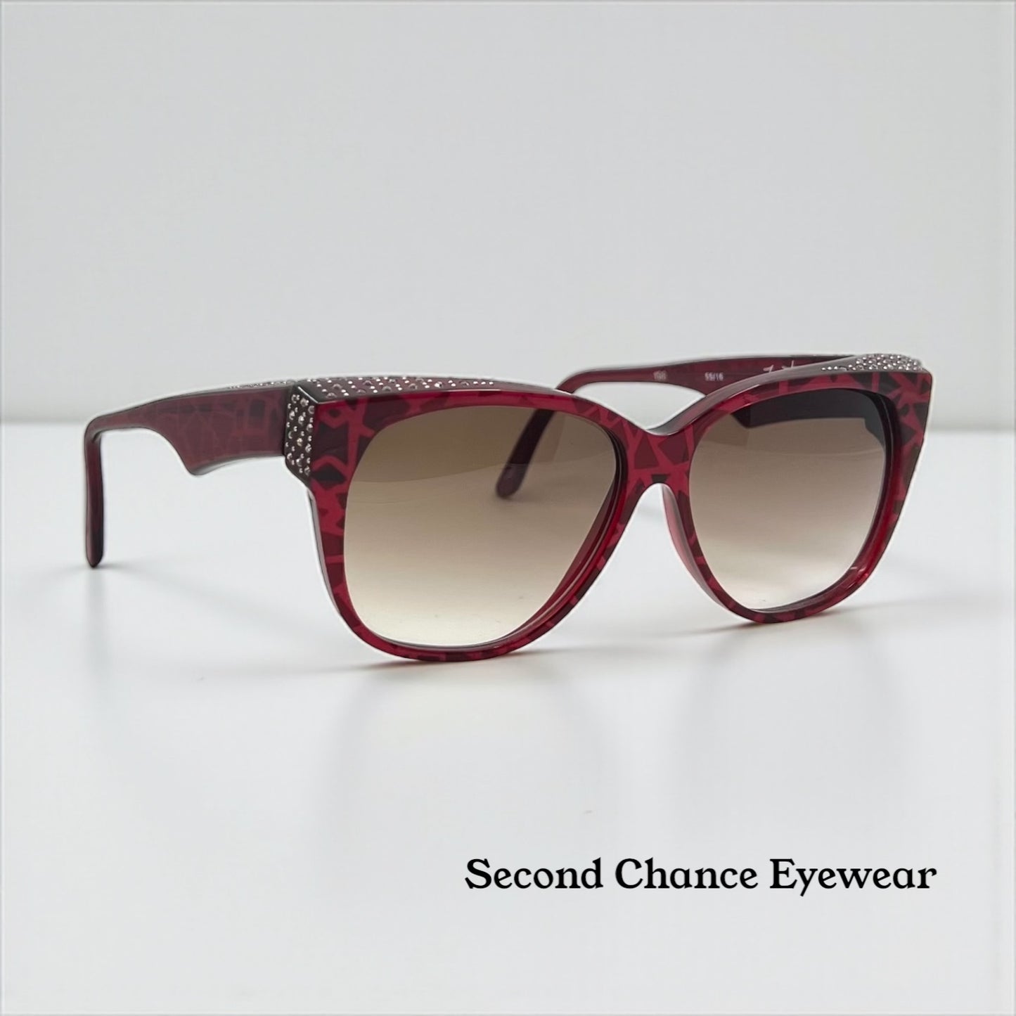 Collezione Zagato 2000/6 Red Crystal Vintage Sunglasses w/New Gradient Brown Custom Lenses