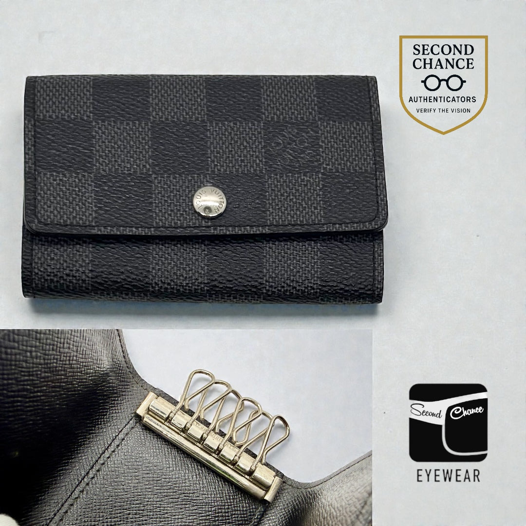 Louis Vuitton Damier Graphite 6 Ring Key Holder Wallet Made in France