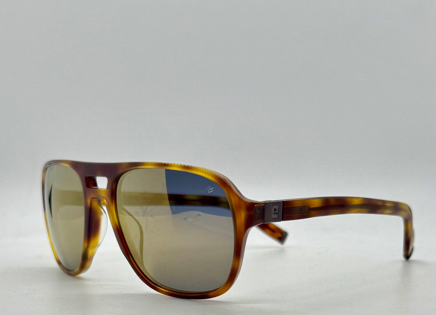 John Varvatos Classic Aviator Sunglasses-Tortoise Horn Acetate-Mirrored Gold Lenses-New|Unworn