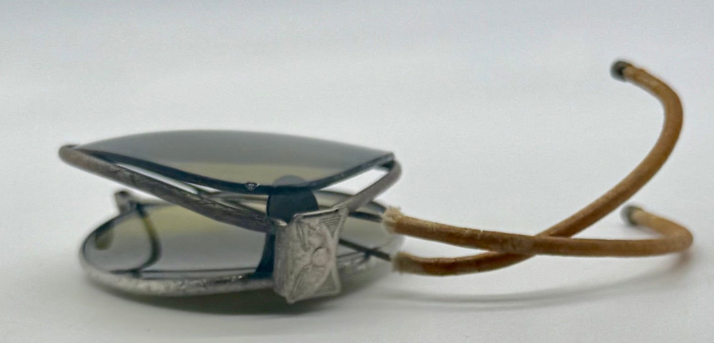 Vintage U.S. Military Esg Folding Aviator Sunglasses – Original Glass Lenses – Eagle Bridge Emblem