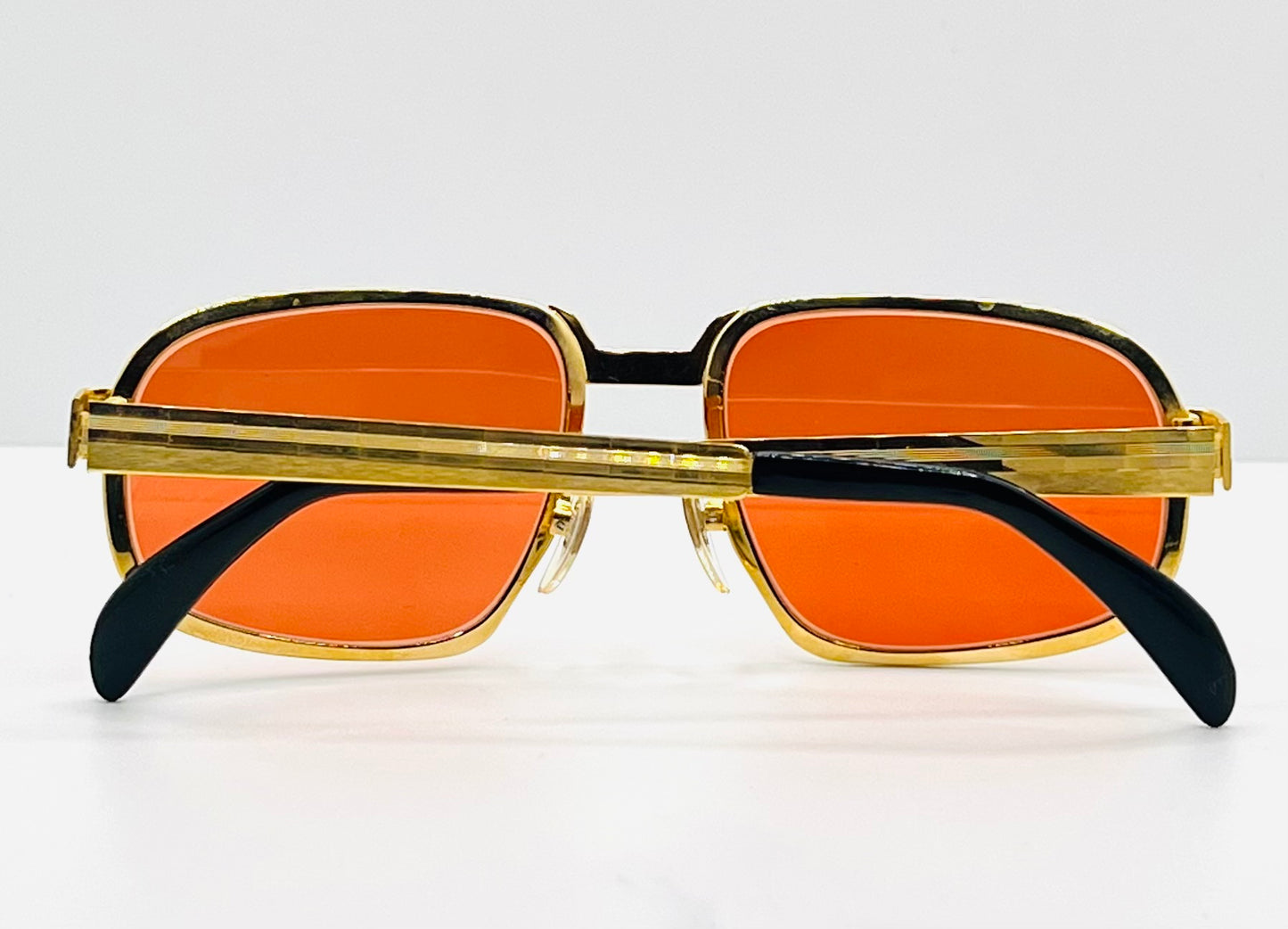 Swan Medici 50420 Vintage Sunglasses-Gold Textured Frame W|New, Custom “Tuscan Flame” Lenses-Deadstock-Italy