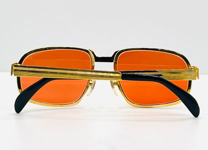 Swan Medici 50420 Vintage Sunglasses-Gold Textured Frame W|New, Custom “Tuscan Flame” Lenses-Deadstock-Italy