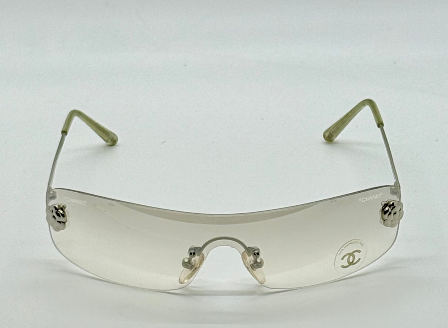 Chanel 4086 C.124|6Y Vintage Shield Sunglasses – Deadstock|Unworn-Camellia Silver