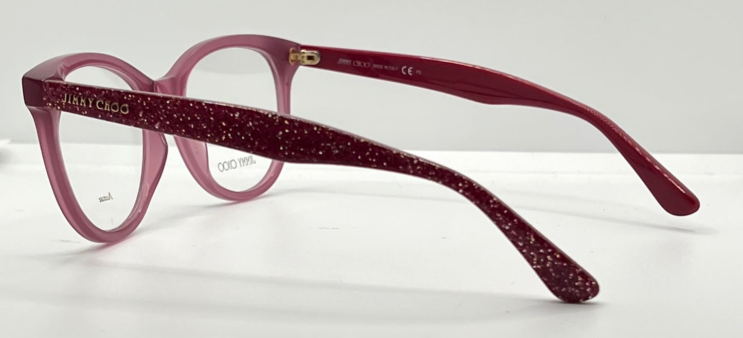 Jimmy Choo Jc205 Qho Pink Glitter Eyeglasses-New-Unworn-Italy-47Mm