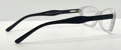 Menizzi Ma3026 Col.01 Eyeglasses – Clear Textured | Black Temples – 50Mm