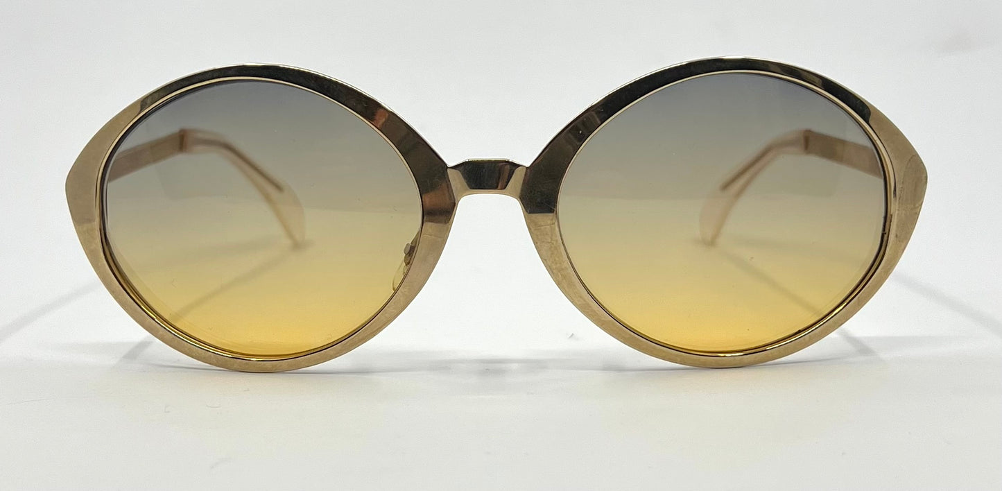 Italian Avant-Garde Round Gold Sunglasses-Vintage Deadstock w/ Second Chance Customs Gradient Lenses