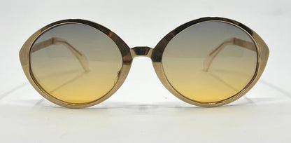 Italian Avant-Garde Round Gold Sunglasses-Vintage Deadstock w/ Second Chance Customs Gradient Lenses