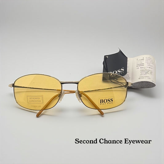 Hugo Boss Hb5774 Titanium Aviator Sunglasses Amber Lens Deadstock Japan