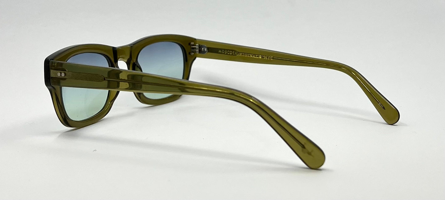MOSCOT NEBB Sunglasses Olive Green w/New Gradient Custom Tinted Lenses-Full Kit