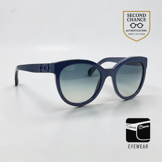 Chanel 5315 Blue Polarized Sunglasses Cat Eye Italy 54-20 Unworn