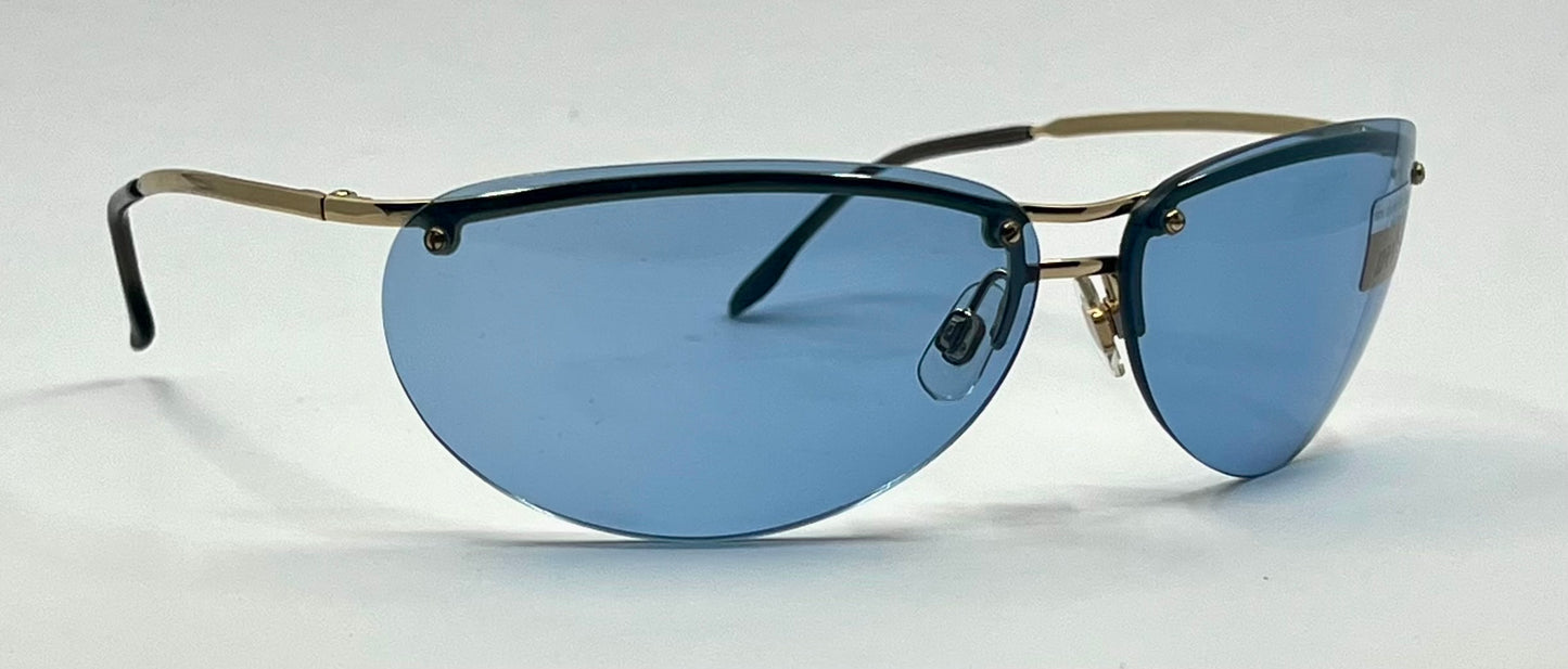 Web 3004 Y2K Vintage Sunglasses-Italy Deadstock-Blue Lenses/Semi-Rimless 68mm