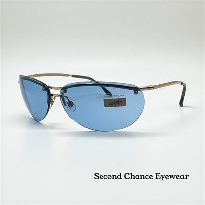 Web 3004 Y2K Vintage Sunglasses-Italy Deadstock-Blue Lenses/Semi-Rimless 68mm