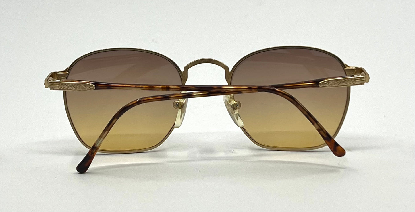 Byblos 543 Vintage Gold Tortoise Sunglasses-New Espresso/Amber Fade Custom Lenses