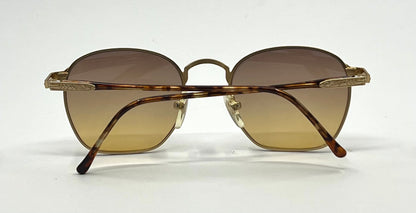 Byblos 543 Vintage Gold Tortoise Sunglasses-New Espresso/Amber Fade Custom Lenses