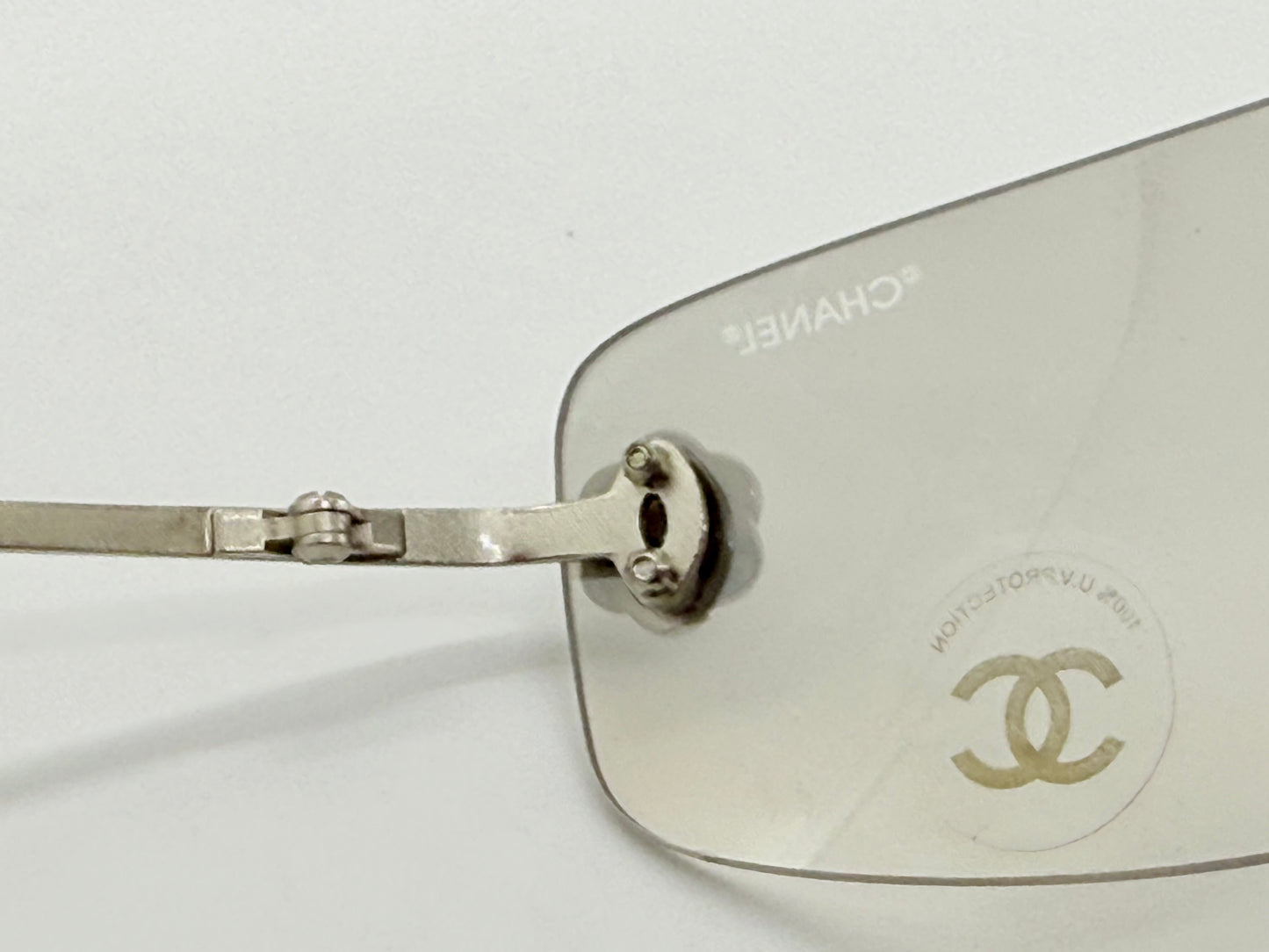 Chanel 4086 C.124|6Y Vintage Shield Sunglasses – Deadstock|Unworn-Camellia Silver