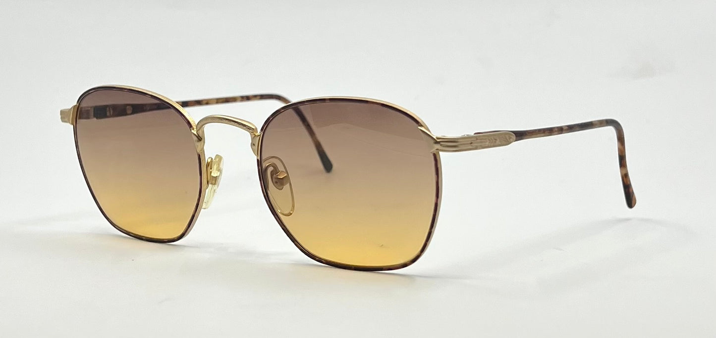 Byblos 543 Vintage Gold Tortoise Sunglasses-New Espresso/Amber Fade Custom Lenses