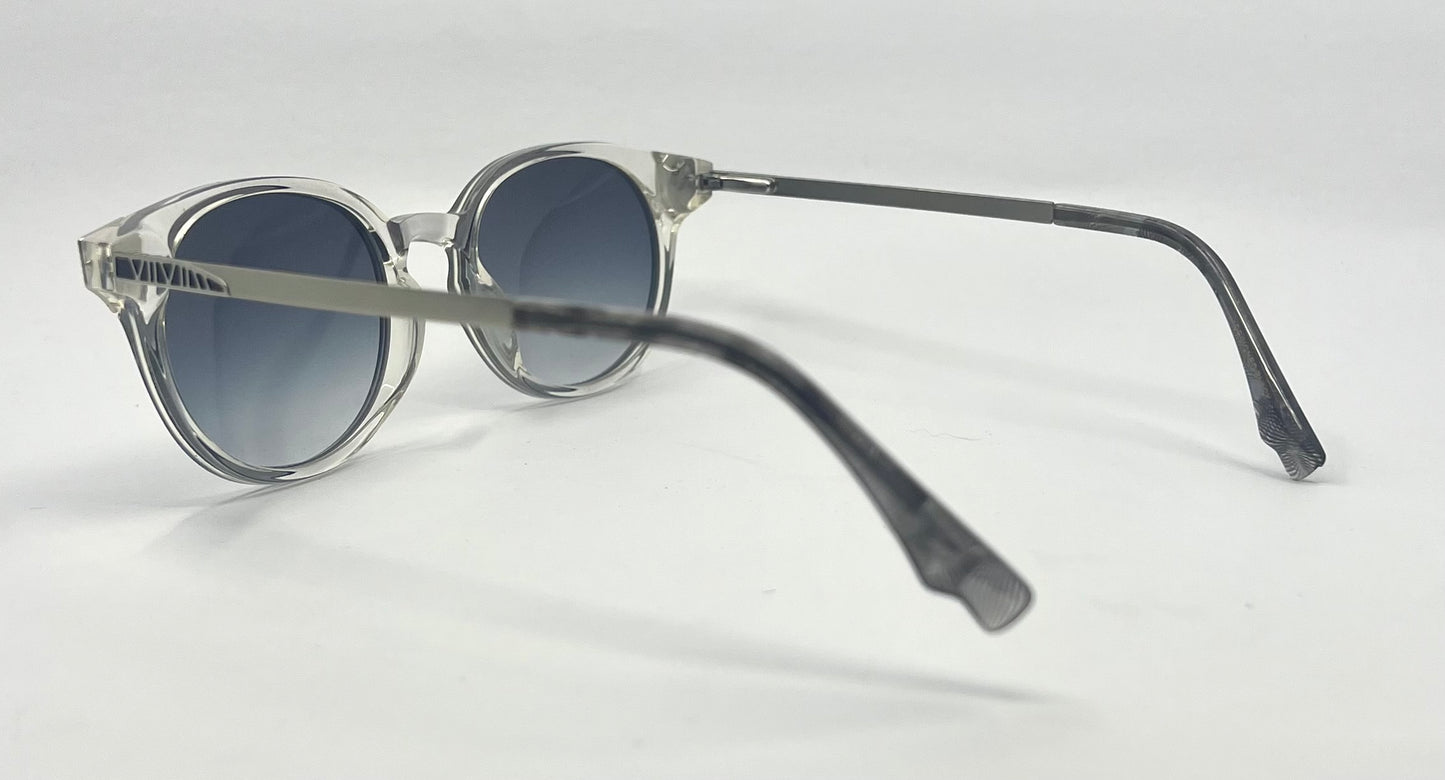 Coco and Breezy CB Inspire 103 Clear Round Sunglasses Grey Gradient Lenses 53-17